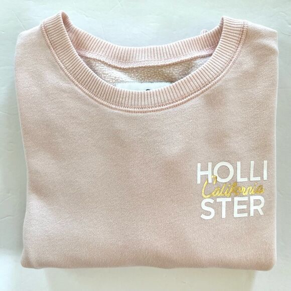 Y2K Rare Hollister Petal Pink Graphic California Long Sleeve Crop Sweatshirt - M - Picture 2 of 11